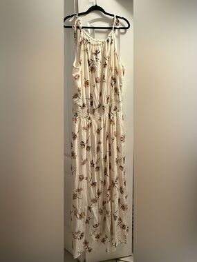 Maurices Cream Floral Tie-Shoulder Maxi Dress